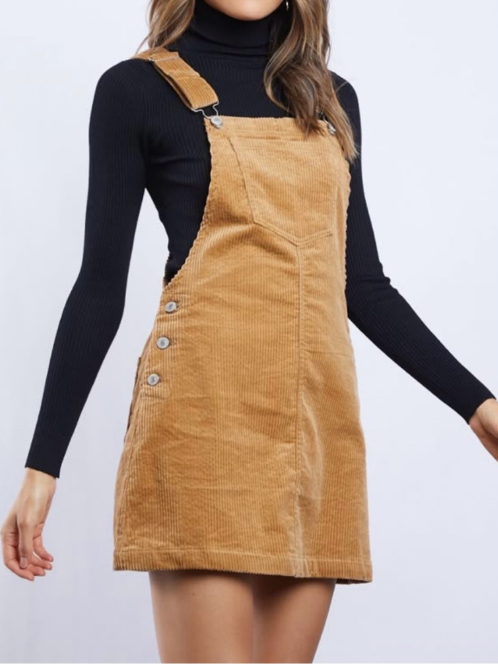 Angel Kiss M Tan Corduroy Overall Jumper Dress Retro Cottagecore Preppy Fall